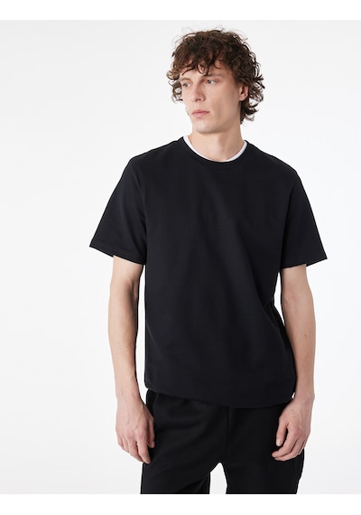Koton Regular Fit Kısa Kollu Bisiklet Yaka Pamuklu Basic Tişört Siyah 6sam10287mk