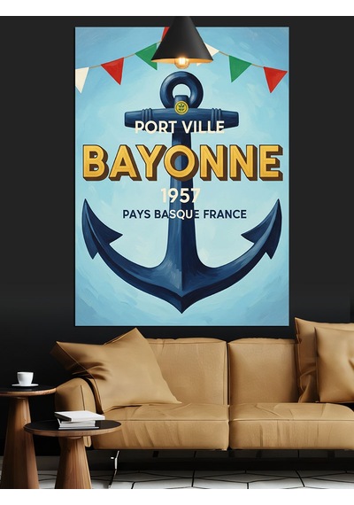 Bayonne Gemi Çapası Poster Deniz Teması Dekoratif Kanvas - Mdf Ahşap Tablo