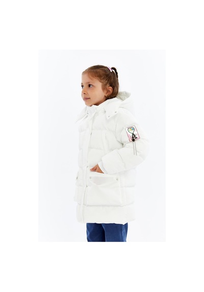 Benitto Kids Kız Çocuk Kalın Kışlık Kapüşonlu Kaban 51349 Beyaz