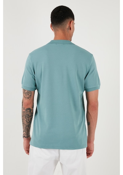 Buratti Pamuklu Regular Fit Fermuarlı Erkek Polo Yaka T Shirt 5902915 Mavi