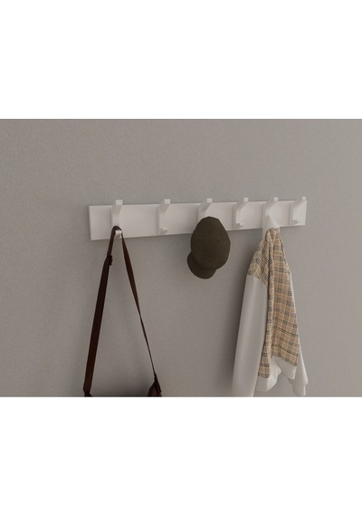Hepsi3boyutlu Modern Duvar & Kapı Kanca Askılık - 6 Adet Beyaz Kanca Askılık - Model No : 2 Beyaz