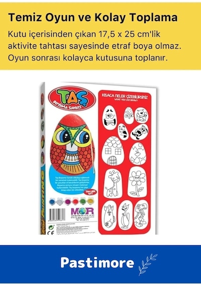 3 Yaş Üstü Çocuklar Için Zeka Geliştirici 6 Renk Akrilik Boyalı Fırçalı Taş Boyama Aktivite Seti