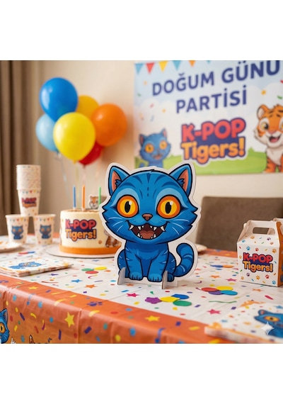 K-pop Derphy Tigers Ayaklı Pano Demon Hunter Huntrix Temalı Mini Fotoğraf Not Panosu 21x20 Cm Çok Renkli