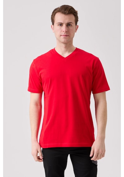 Galanthus V Yaka T-shirt - Nefes Alabilir, Rahat Ve Sade Tasarım Kırmızı