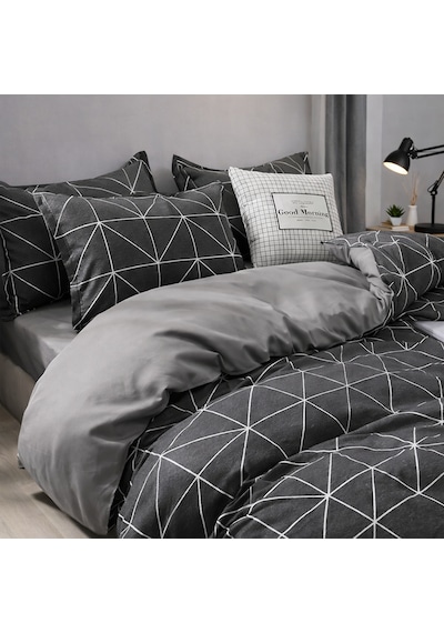 Tek Kişilik Nevresim Takımı 160x220cm 2 Yastık Kılıfı Gri