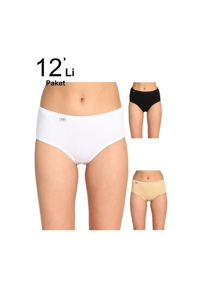 Tutku Kadın Karışık Renk 12'li Paket Likralı Bato Külot Elf568t0924ccm12 Çok Renkli