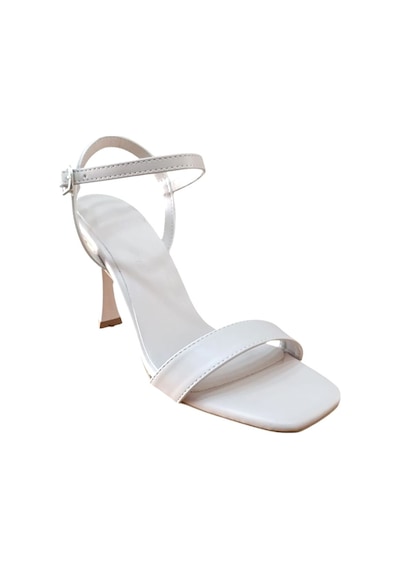 De Scario Bs Shoes 0090 Kadın Tek Bant Kadeh Ökçe Açık Ayakkabı Bej Siyah