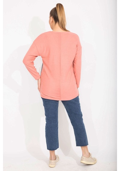 Şans Kadın Renkli Rahat Kesim Yumoş Kumaş Renk ve Desen Kombinli Sweatshirt 65n35489-renkli Çok Renkli