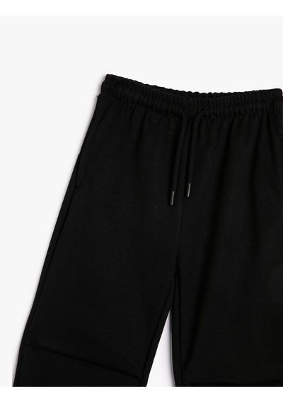 Koton Basic Jogger Eşofman Altı Beli Bağlamalı Cepli Kat Detaylı Siyah 4wkg40190ak Siyah