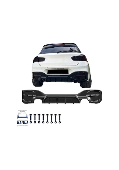 Bmw F20 1 Serisi 2015-2019 Arka Difüzör M Paket Uyumlu Piano Black Difüzör