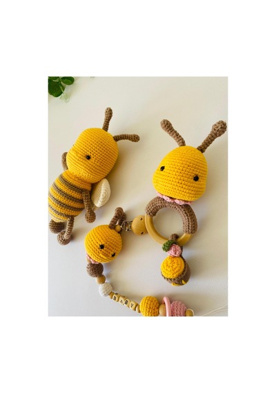Adenya Sepeti Amigurumi Arı Luna Üçlü Set Koyu Sarı