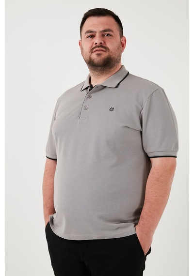 Buratti Büyük Beden Pamuklu Regular Fit Erkek Polo Yaka T Shirt 5902118B Taş