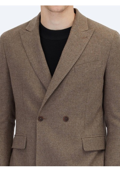 Kip Kahverengi Modern Fit Yün Karışımlı Ceket Kahverengi