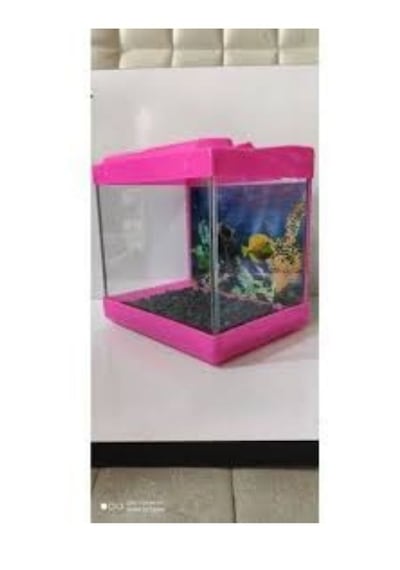 Kare Mini Akvaryum Pembe 20 x 20 x 15 CM