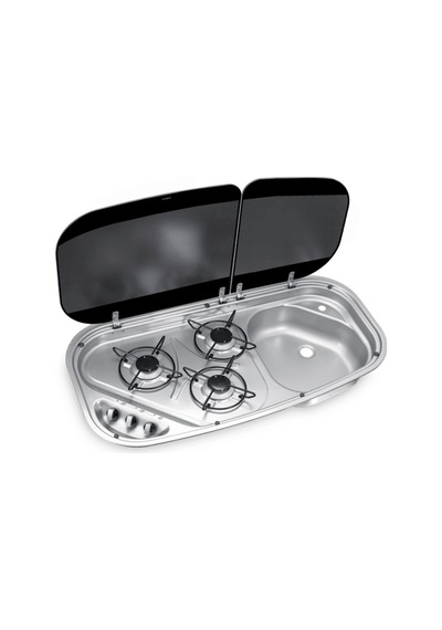 Dometic Hsg 3436 3 Ocaklı. Camlı Gazlı Ocak Ve Evye