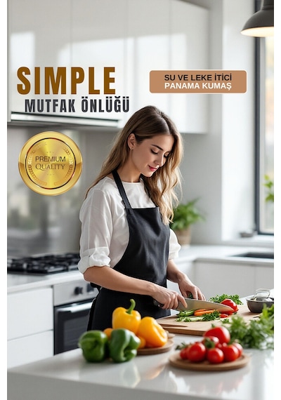 Sevilya Simple Ayar Askılı Mutfak Önlüğü Siyah