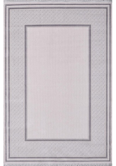 Artemis Halı Mina 09099c Krem Gri Çizgi Desenli Bambu Halı