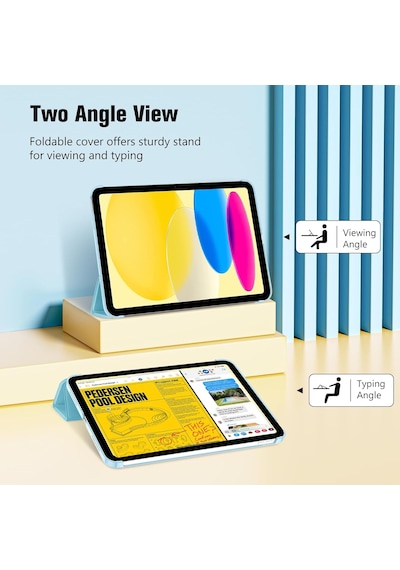 Apple Uyumlu iPad, A16 11.nesil 2025 Smart Folio Cover Akıllı Uyku Modlu Pu Deri Standlı Tablet Kılıfı Kapaklı Kılıf