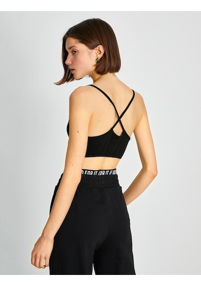 Koton Şeritli Crop Atlet Siyah 2sal30157ık Siyah
