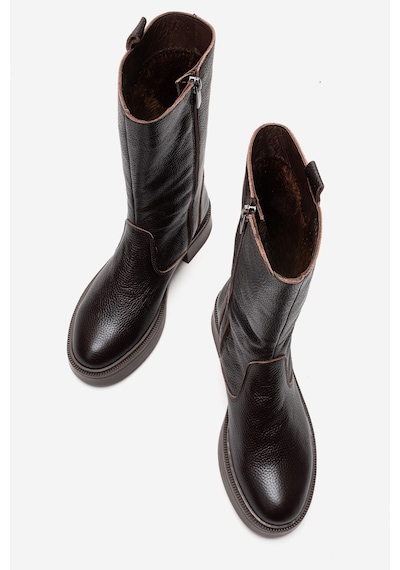Ataköy Ayakkabı Kadın Hakiki Deri Kalın Taban Mid-calf Bot - Pyz888-kahve Floter
