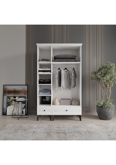 Beenal Nisa 3 Kapaklı Gardırop Dolap 120cm Beyaz-beyaz