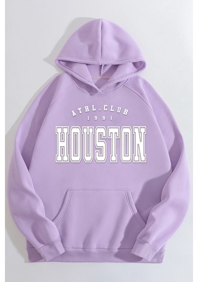 Uyguntarz Unisex Houston Baskılı Sweatshirt Lila