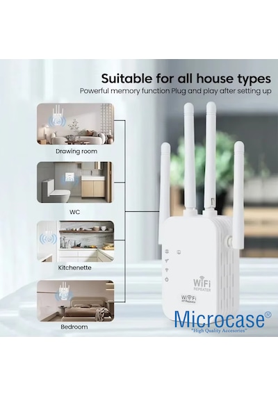Microcase 300mbps 4 Antenli Kablosuz Wireless Sinyal Güçlendirici Arttırıcı Wifi Adaptör - Al5070