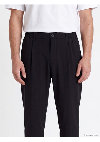 Lcw Vision Siyah Slim Fit Erkek Arkası Lastikli Pileli Pantolon