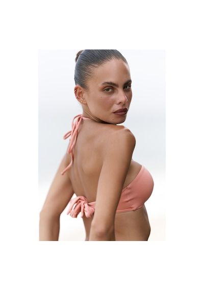Mai Collection Mai Studios Co. Bunga Bağlamalı Büzgü Detay Bikini Üstü - Somon Somon
