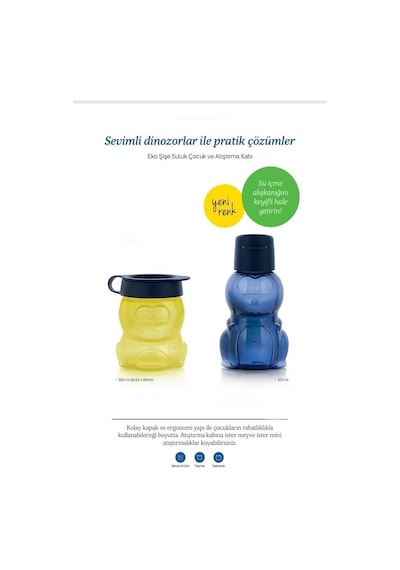 Tupperware Eko Şişe 350ml Suluk Çocuk Ve 300 Ml Atıştırma Kabı Sarı/lacivert