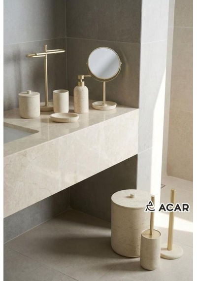Acar Jhn-09781 Bej Laduree 9'lu Banyo Seti