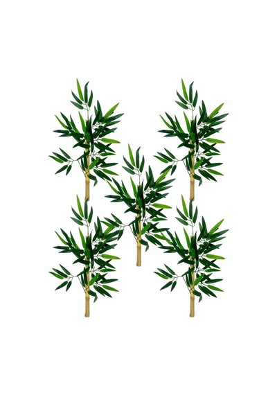 5li Set Yapay Bambu Sopası 6 Yapraklı 50cm Yapay Çiçek Bambu Duvarı Separatör Çiçeği Yapay Çiçek