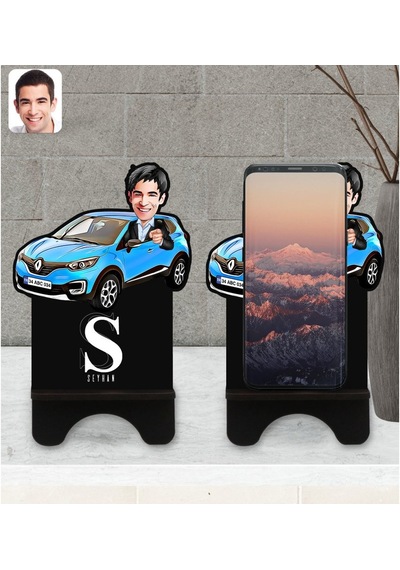 Kişiye Özel Plakalı Erkek Renault Captur Karikatürlü Ahşap Biblo