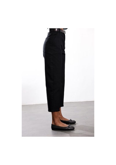 5in1Canpolat Siyah Yüksek Bel Tensel Baggy Jean 3001 Siyah