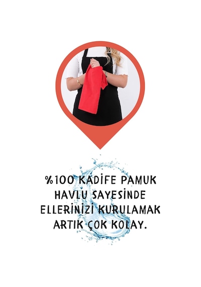 Star Ayar Askılı Havlulu Mutfak Önlüğü Seti Havlulu Önlük Siyah-kırmızı
