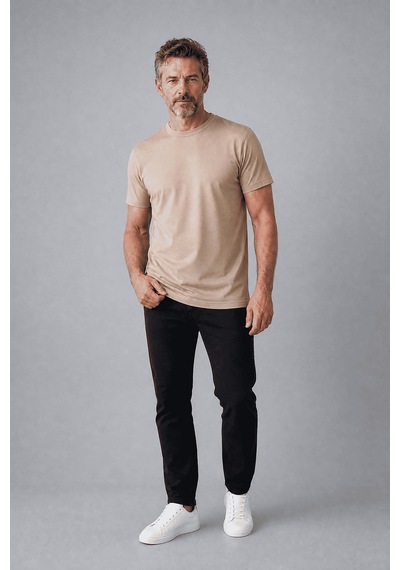 Bisse Bej Studio Bisiklet Yaka T-shirt Bsts26y26320 E07
