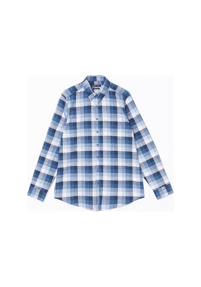 Lcwaıkıkı Classic İndigo Regular Fit Uzun Kollu Ekose Poplin Erkek Gömlek