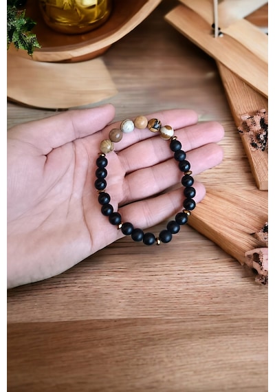 Odun Jasper Taşı Büyük Boy 10 Mm Bileklik Jasper Taşı Oniks Taşı Hematit Taşı Bileklik Asetat Kutu Asetat Kutu