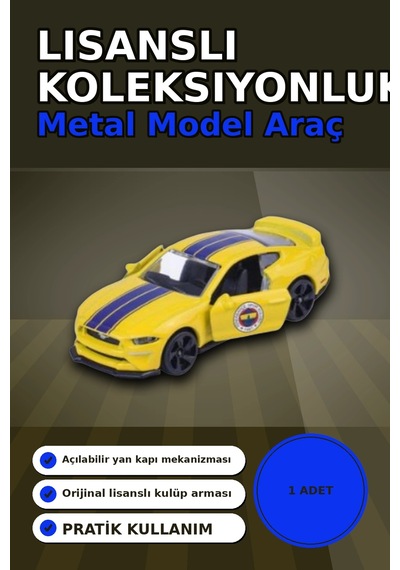 1 Adet Sarı-lacivert 1:64 Die-cast Metal Model Araba 7.5 Cm Fenerbahçe Koleksiyon Bx-313390