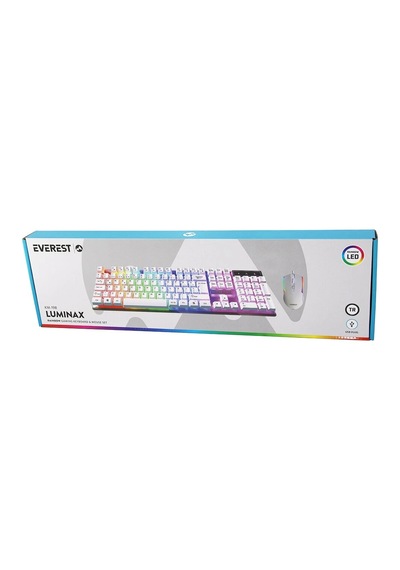 Beyaz Gökkuşağı Işıklı Usb Kablolu Oyuncu Klavye - Mouse Set 5047
