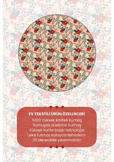 Kokina Çiçeği Yılbaşı Desenli Runner Masa Örtüsü Dertsiz Süet Dokulu Kumaş Yeni Yıl
