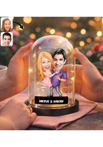 Bk Gift Kişiye Özel Sevgiliye Karikatürlü Led Işıklı Cam Fanus Biblo -11, Romantik Hediye, Ev Hediyesi, Sevgiliye Hediye Kobitmeyencom36860 Bk Gift