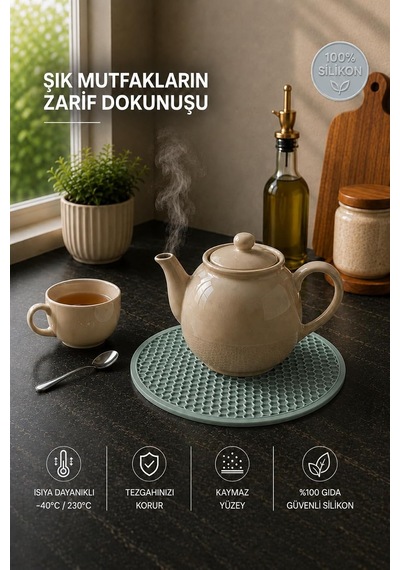 Silikon Nihale, Isıya Dayanıklı Nihale,tava Tencere Altlığı,vakumlu Kapak Mint Çok Renkli