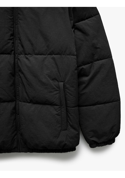 Koton Dik Yaka Cep Detaylı Fermuarlı İçi Polarlı Kışlık Mont Siyah 6wam20090hw Siyah