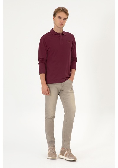 U.S. Polo Assn. Erkek Regular Fit Polo Yaka Koyu Bordo Basic Sweatshirt 50313772-VR177 U.S. Polo Assn. Erkek Regular Fit Polo Yaka Koyu Bordo Basic Sweatshirt 50313772-VR177