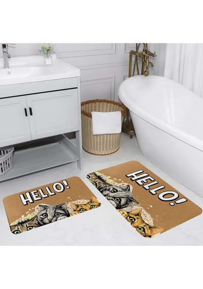 Rovigo Home Baskılı Kaymaz Taban 2 Li Banyo Paspas Takım Rvg5124-100X60-60X50 Çok Renkli