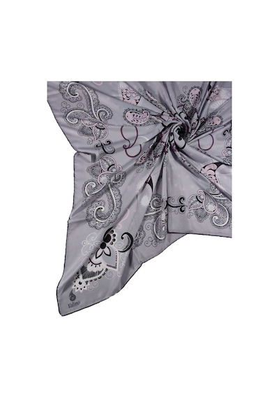 Mim Eşarp Mısırlı Eşarpları Mısırlı Eşarp Alize Krep Etnik Desenli Eşarp 140x140 Cm Gri - Füme