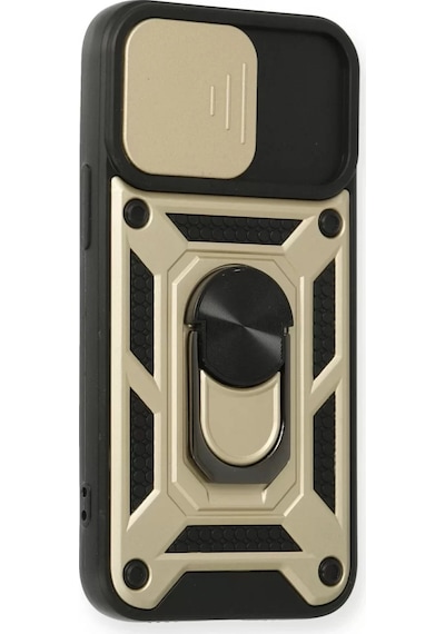 Newface Apple Uyumlu iPhone 12 Mini Kılıf Pars Lens Yüzüklü Silikon - Gold Altın