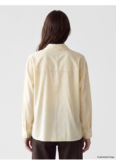 Lcw Vision Sarı Oversize %100 Pamuklu Kadın Gömlek