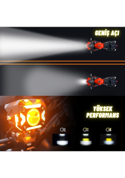Ultra Parlak Led Motosiklet Ve Off Road Sis Farı Çakarlı 4 Modlu